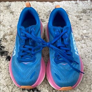 Hoka Blue and Pink Athletic Shoes with Breathable Mesh